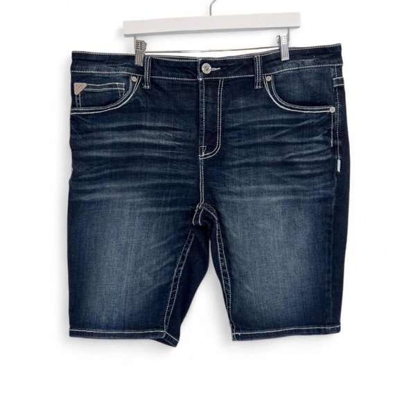 Salvage Supply Co Buckle Denim Shorts Anarchy Relaxed Fit Dark Wash W40 L12 XXL - Picture 1 of 6